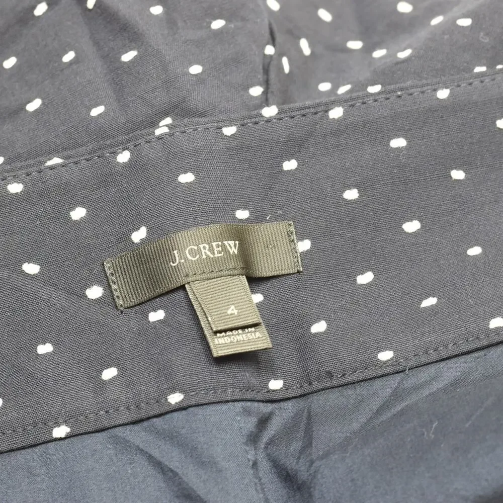 J. Crew Women Bermuda Shorts Polka Dot Cotton Blue Size 4 Belted